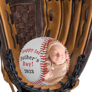 Balle De Baseball Bonne première Fête des pères personnalisée 2 phot