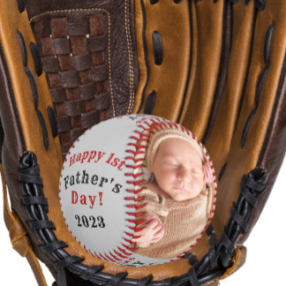 Balle De Baseball Bonne première Fête des pères personnalisée 2 phot
