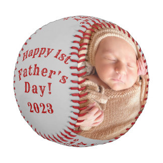 Balle De Baseball Bonne première Fête des pères personnalisée 2 phot