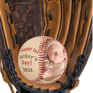 Balle De Baseball Bonne première fête des pères personnalisée 2 socl
