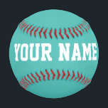 Balle De Baseball Boy Birthday gift idea custom name text turquoise<br><div class="desc">Create your unique Boy Birthday gift turquoise light blue custom name text Baseball adding your own personalized name, year, slogan, message or any text. Customizable cute baseball gift game for boy, boyfriend, dad, grandpa, cheerleaders, teen, teenager, baby boy, players, teammates, fans. Choose your favourite team and use any background color....</div>