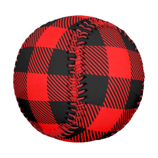 Balle De Baseball Buffalo Check Rouge et Noir Lumberjack Plaid Decor (Angle)