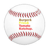 Balle De Baseball Burger & Fries & Tomato Ketchup. (Dos)