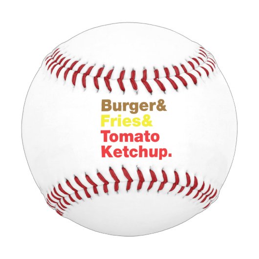 Balle De Baseball Burger & Fries & Tomato Ketchup. (Devant)