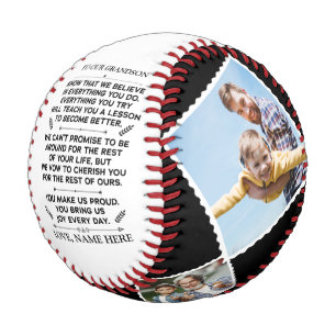 Balle De Baseball Cadeau personnalisé à notre petit-fils avec 4 phot