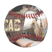 Balle De Baseball Cadeau pour papa Effet bois #1 Papa (Dos)