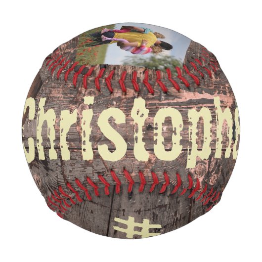 Balle De Baseball Cadeau pour papa Effet bois #1 Papa (Devant)