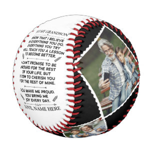 Balle De Baseball Cadeaux d'études à mon petit-fils avec 4 photos
