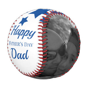 Balle De Baseball Cadeaux Fête des Pères Papa Photo Étoiles Bleu
