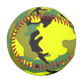 Balle De Baseball Camo Jaune Militaire Motif Baseball (Devant Gauche)