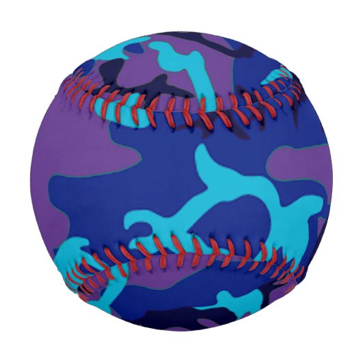 Balle De Baseball Camouflage bleu et violet Motif Baseball (Devant)