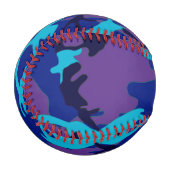 Balle De Baseball Camouflage bleu et violet Motif Baseball (Devant Gauche)