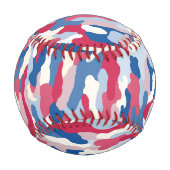 Balle De Baseball Camouflage rouge blanc et bleu (Dos)