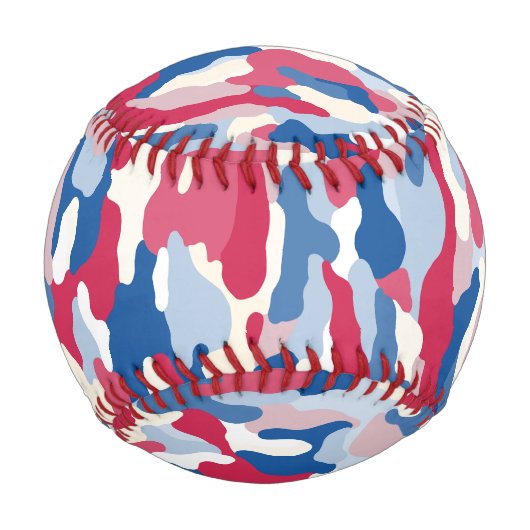 Balle De Baseball Camouflage rouge blanc et bleu (Devant)