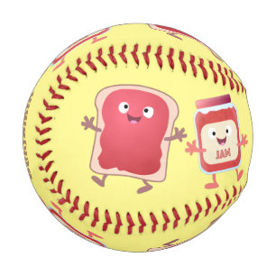 Balle De Baseball Caractères de dessins animés sur le pain et la con