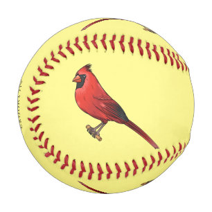 Balle De Baseball Cardinal du Nord dessin animé d'oiseau