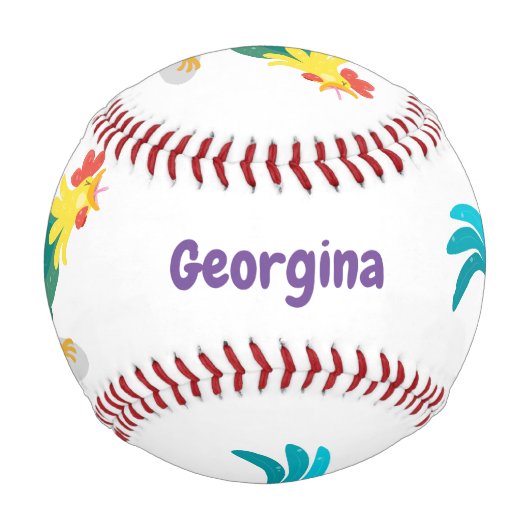 Balle De Baseball Caricature amusante du coq à rames (Devant)