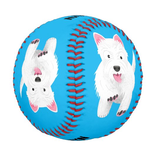 Balle De Baseball Caricature blanche de terrier de l'ouest (Angle)