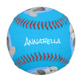 Balle De Baseball Caricature bleu loutre de mer joyeux (Devant)