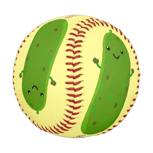 Balle De Baseball Caricature de cornichon joyeux (Angle)