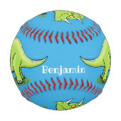 Balle De Baseball Caricature de dinosaure de triceratops vert mignon (Devant)