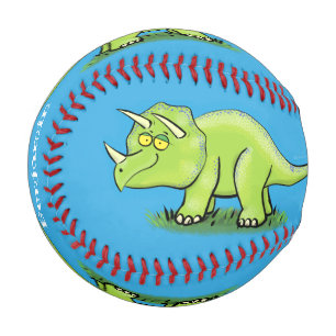 Balle De Baseball Caricature de dinosaure de triceratops vert mignon