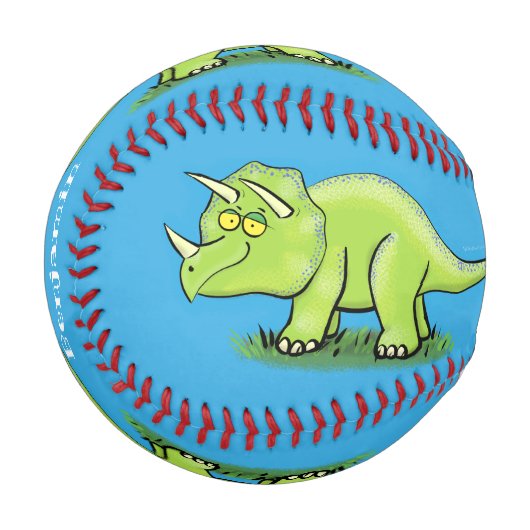 Balle De Baseball Caricature de dinosaure de triceratops vert mignon (Devant Gauche)