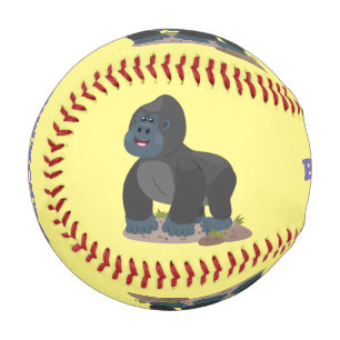 Balle De Baseball Caricature de gros gorilles joyeux