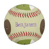 Balle De Baseball Caricature de noix de coco kawaii joyeux (Dos)