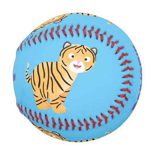 Balle De Baseball Caricature de petit tigre joyeux (Devant Droite)