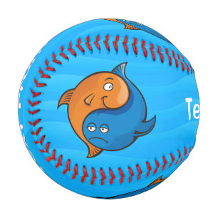 Balle De Baseball Caricature de poisson Yin Yang