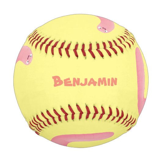 Balle De Baseball Caricature de vers de terre rose joli (Dos)