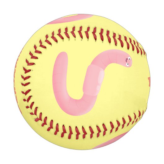 Balle De Baseball Caricature de vers de terre rose joli (Devant Gauche)