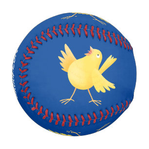 Balle De Baseball Caricature d'oiseau canari jaune chantant mignon
