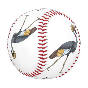 Balle De Baseball Caricature d'oiseau de grue couronné gris