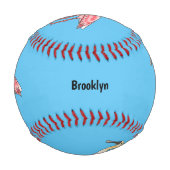 Balle De Baseball Caricature d'oiseau de spatule de rose (Dos)