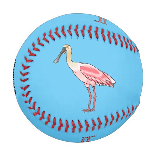 Balle De Baseball Caricature d'oiseau de spatule de rose (Devant Gauche)