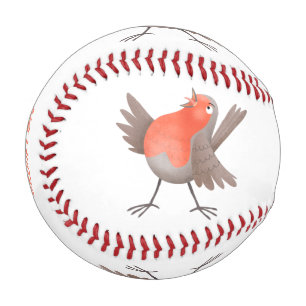 Balle De Baseball Caricature d'oiseau rouge chantant mignon