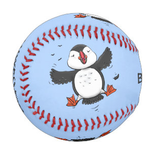 Balle De Baseball Caricature en bleu bouffin joyeux