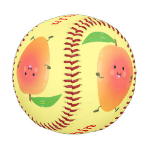 Balle De Baseball Caricature jaune mangue mignonne