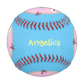 Balle De Baseball Caricature joli beignet rose vitré (Dos)