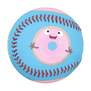 Balle De Baseball Caricature joli beignet rose vitré