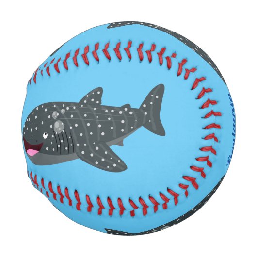 Balle De Baseball Caricature joli requin baleine joyeux (Devant Droite)