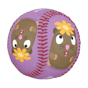 Balle De Baseball Caricature joyeuse de cobaye mignonne