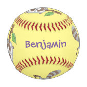 Balle De Baseball Caricature pour bébé au raton laveur joyeux (Devant)