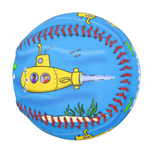 Balle De Baseball Caricature sous-marine joyeuse