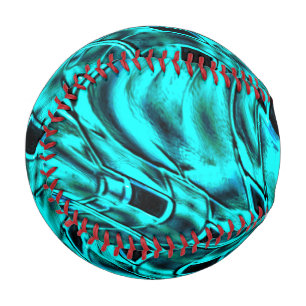 Balle De Baseball Carrés tordus reflétés dans une image cyan ou bleu