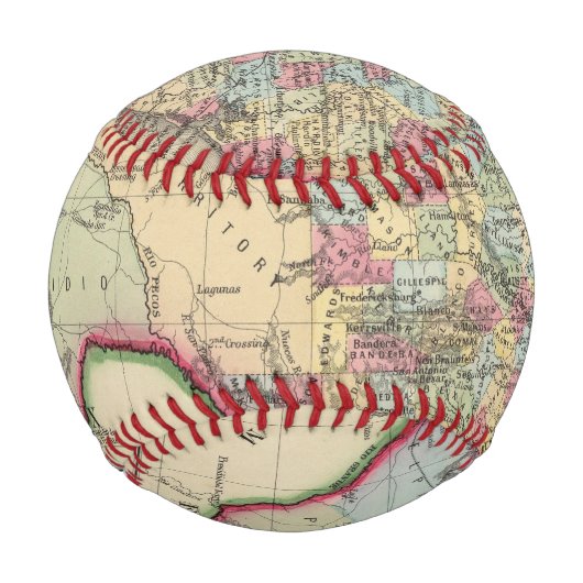 Balle De Baseball Carte Du Comté Du Texas (Devant)