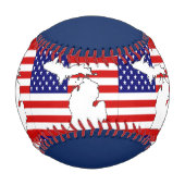 BALLE DE BASEBALL CARTE DU MICHIGAN (Devant)