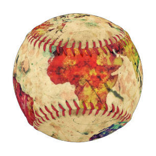 Balle De Baseball carte du monde vintage